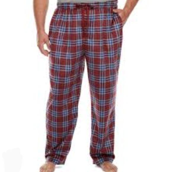 St. John's Bay Other - St John's Bay Burgundy Plaid Men's Pajama Pants Soft Fleece Size Large New!